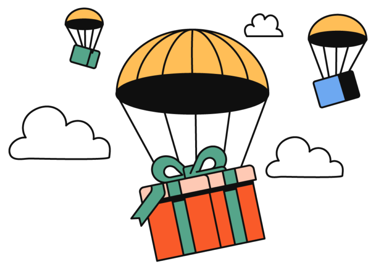 logistics _ airdrop, present, gift, drop, delivery, deliver, box, package